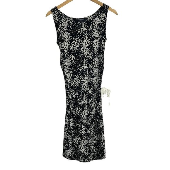 Norma Kamali Black White Abstract‎ Animal Print Spotted Ruched Dress Size Medium - Picture 4 of 10
